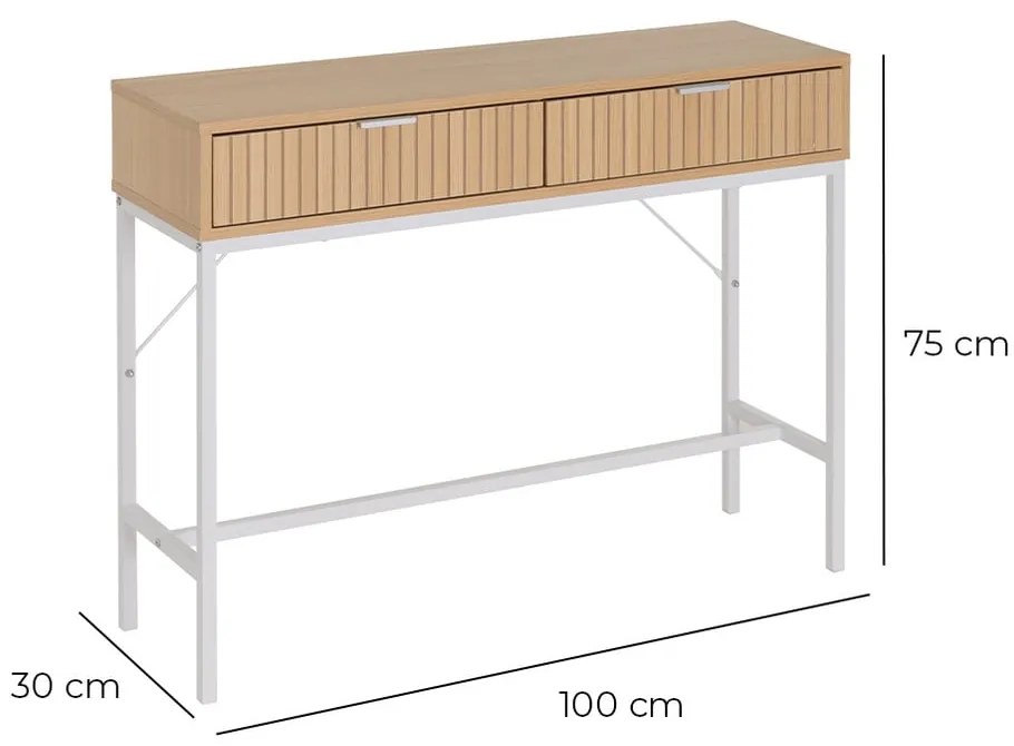 Masă consolă în culoare naturală cu aspect de lemn de stejar 30x100 cm Mid-Lines – Casa Selección