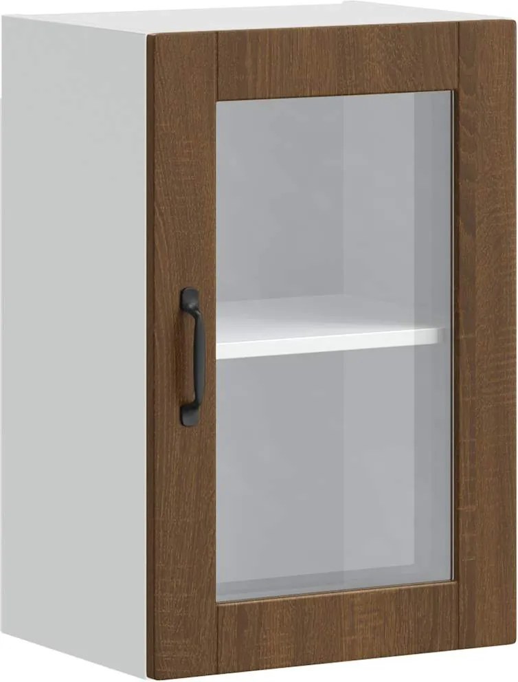 vidaXL Dulap de bucătărie cu ușă din sticlă din stejar maro „Porto”.