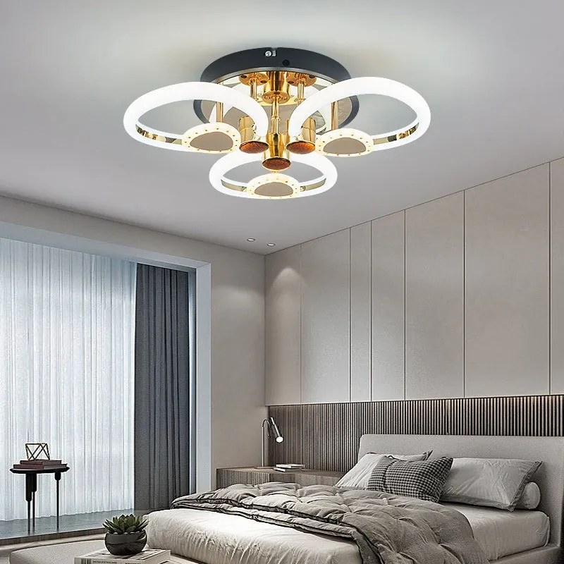 Lustra Led Cu Telecomanda, Elit's, Opal A, 84 w Intensitate Reglabila, RGB, Gold