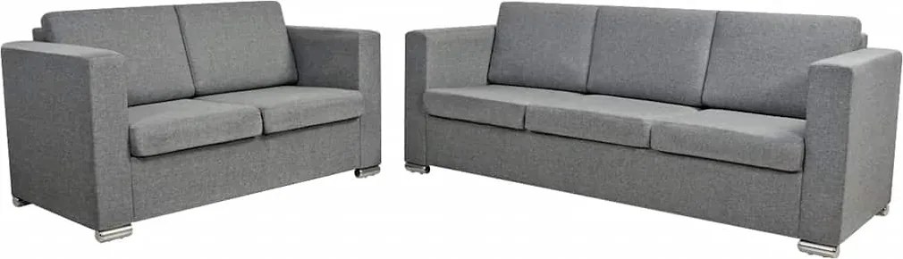 vidaXL Set canapele, 2 piese, gri deschis, material textil