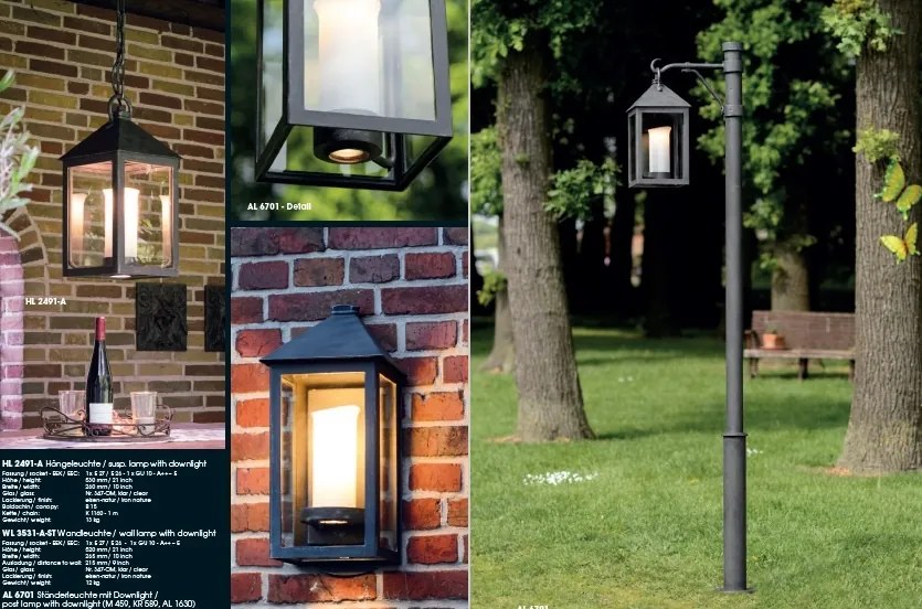 Pendul iluminat exterior din fier forjat, HL 2491-A