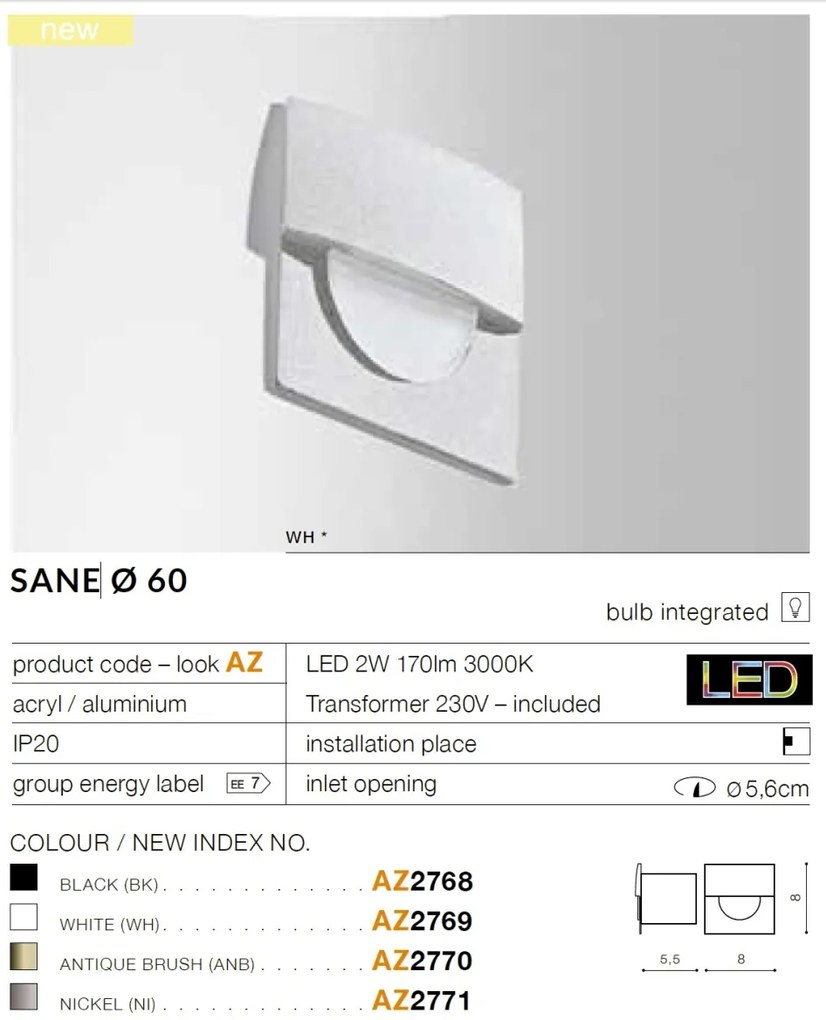 Spot LED incastrabil ambiental SANE FI 60 nickel