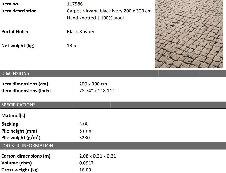 Covor design LUX tesut manual Nirvana 200x300cm