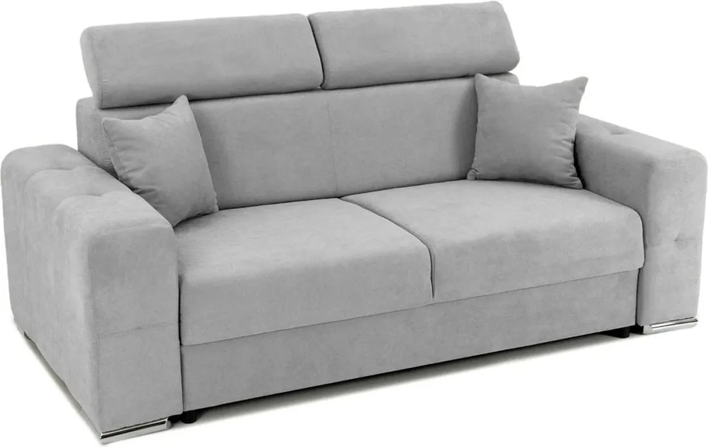 Canapea Fixă 2 locuri BELLAGIO, cu tetiere reglabile, 205x100x100 cm, Gri-Deschis-Enjoy