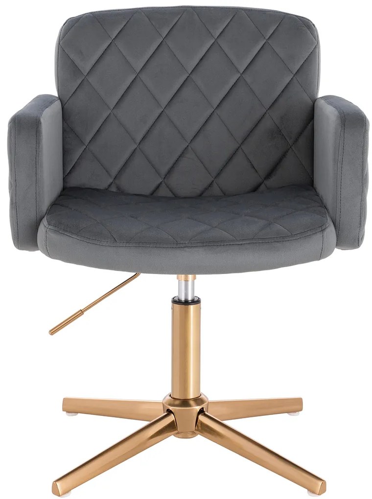 HR802CROSS Scaun Grafit din Catifea cu Bază Aurie