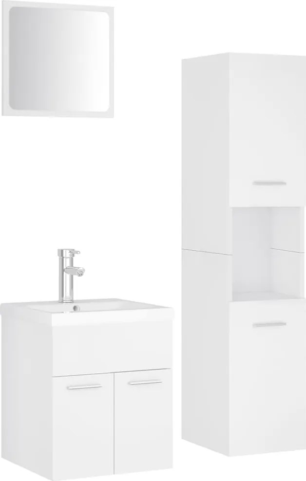 vidaXL Set mobilier de baie, alb, lemn prelucrat