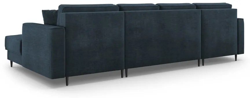 Coltar extensibil Fano 6 locuri albastru picioare negre – L323 x l174 x h89 cm