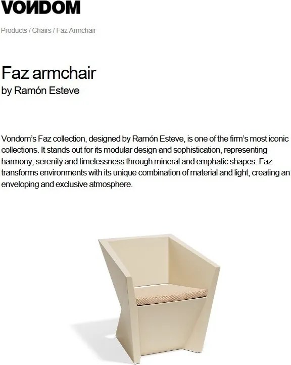 Fotoliu-scaun lounge design modern, exterior, interior, FAZ ARMCHAIR 54015 Vondom