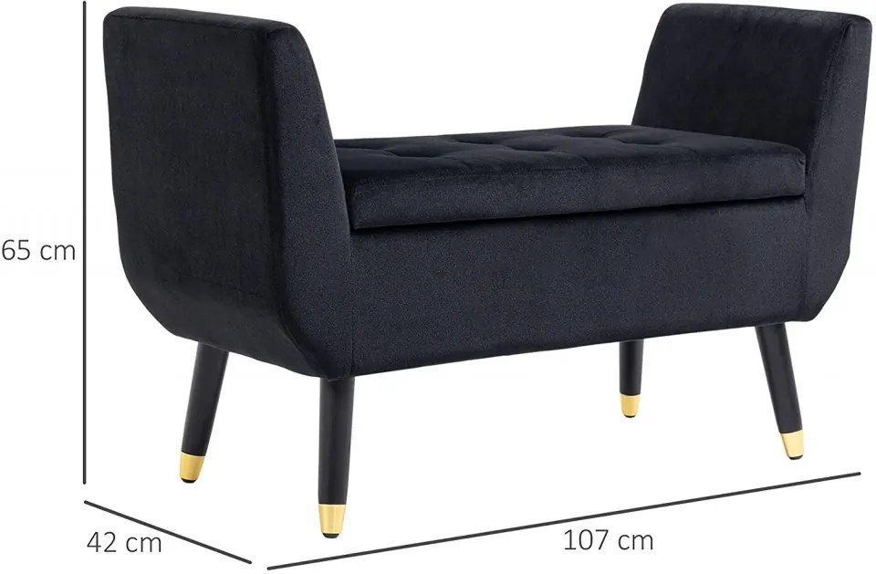 BAN238 - Bancuta 107 cm cu spatiu depozitare, bancheta cu lada, banca living, dormitor, hol - Negru