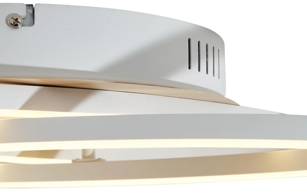 Plafonieră albă cu lemn, cu LED, cu 2 lumini, cu dimmer în 3 trepte - Kane