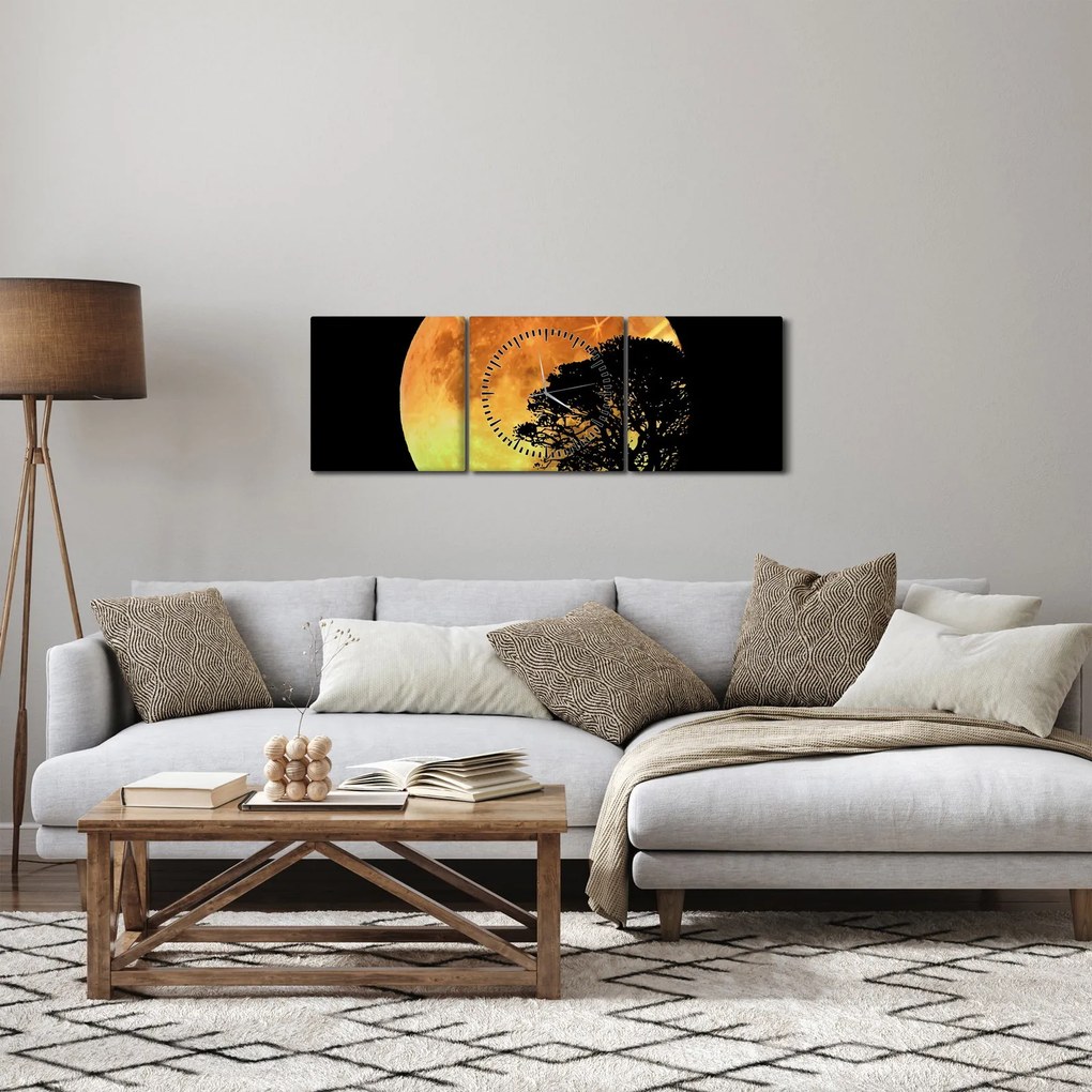 Tablou cu umbre în lumina lunii (cu ceas) (90x30 cm)