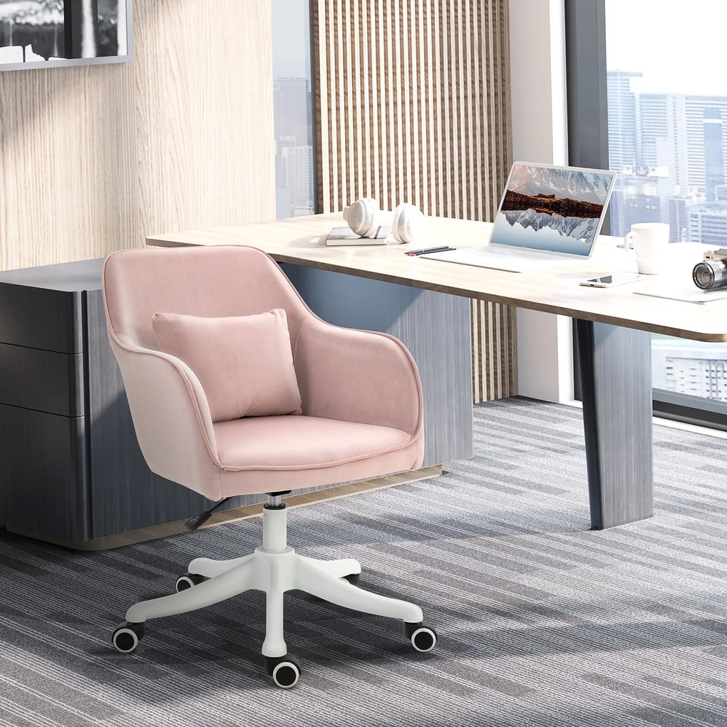 Vinsetto Scaune de Birou cu Masaj, cu 2 Puncte de Vibrații, Alimentare USB, Înălțime Reglabilă, 57x70x78-86 cm, Roz | Aosom Romania
