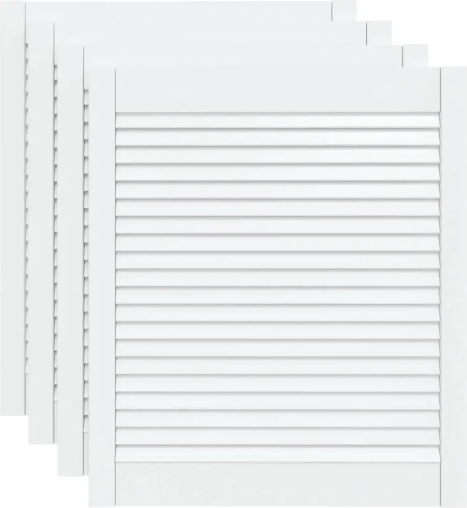 vidaXL Uși dulap design lambriu 4 buc. alb 69x59,4 cm, lemn masiv pin