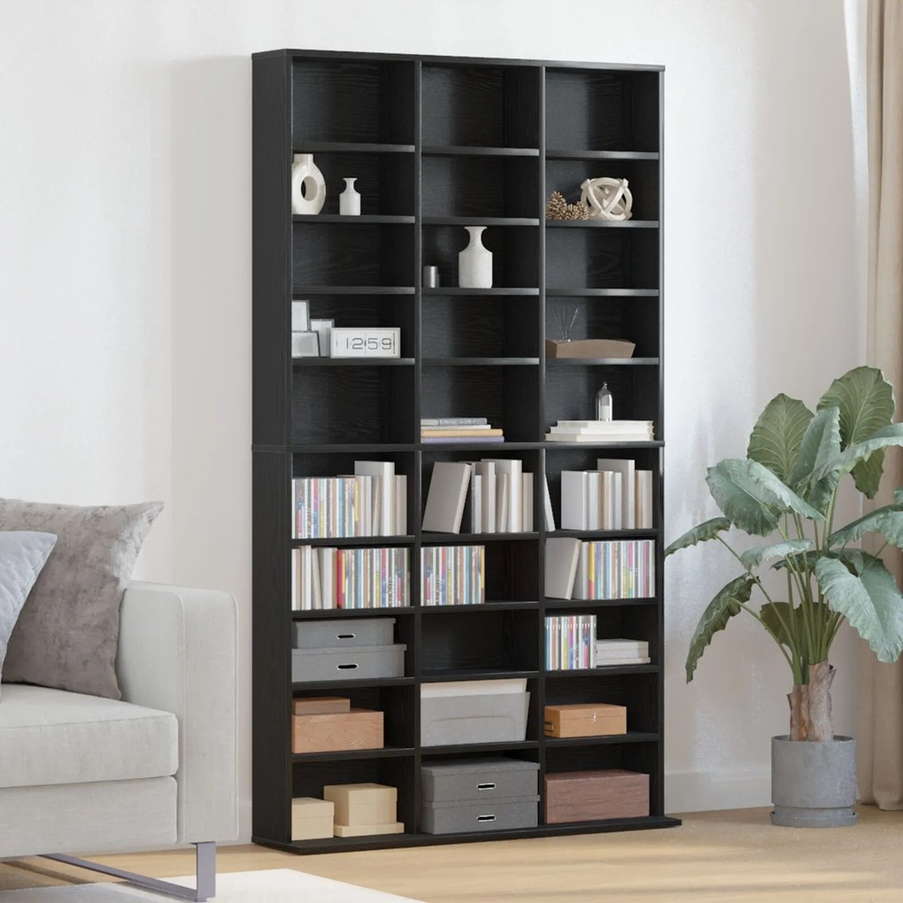 vidaXL Dulap CD-uri, stejar negru, 101x23x177,5 cm, lemn prelucrat