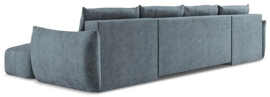 Colțar albastru extensibil cu tapițerie din chenille (în formă de "U") Leila – Makamii