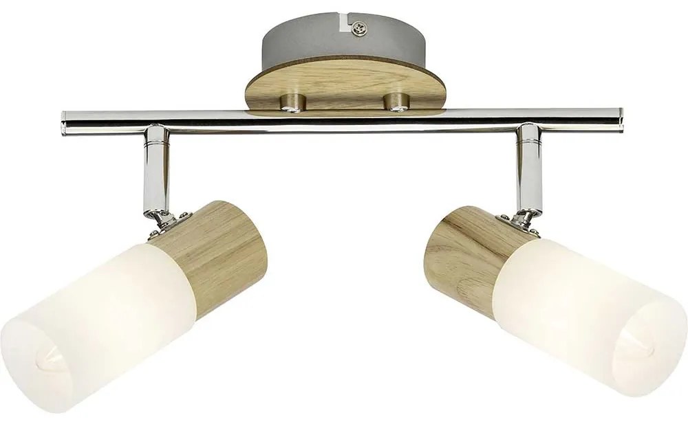 Spot Babsan dublu, 2xe14, 3.5w, metal/lemn, maro