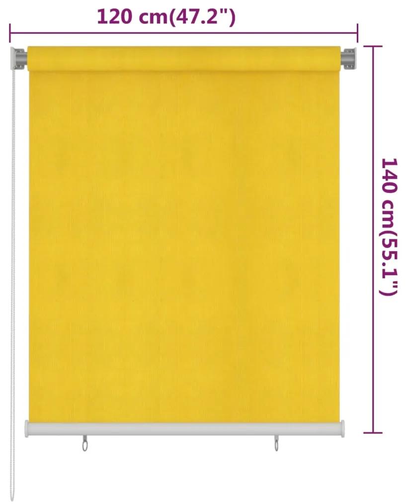 Jaluzea tip rulou de exterior, galben, 120x140 cm, HDPE Galben, 120 x 140 cm