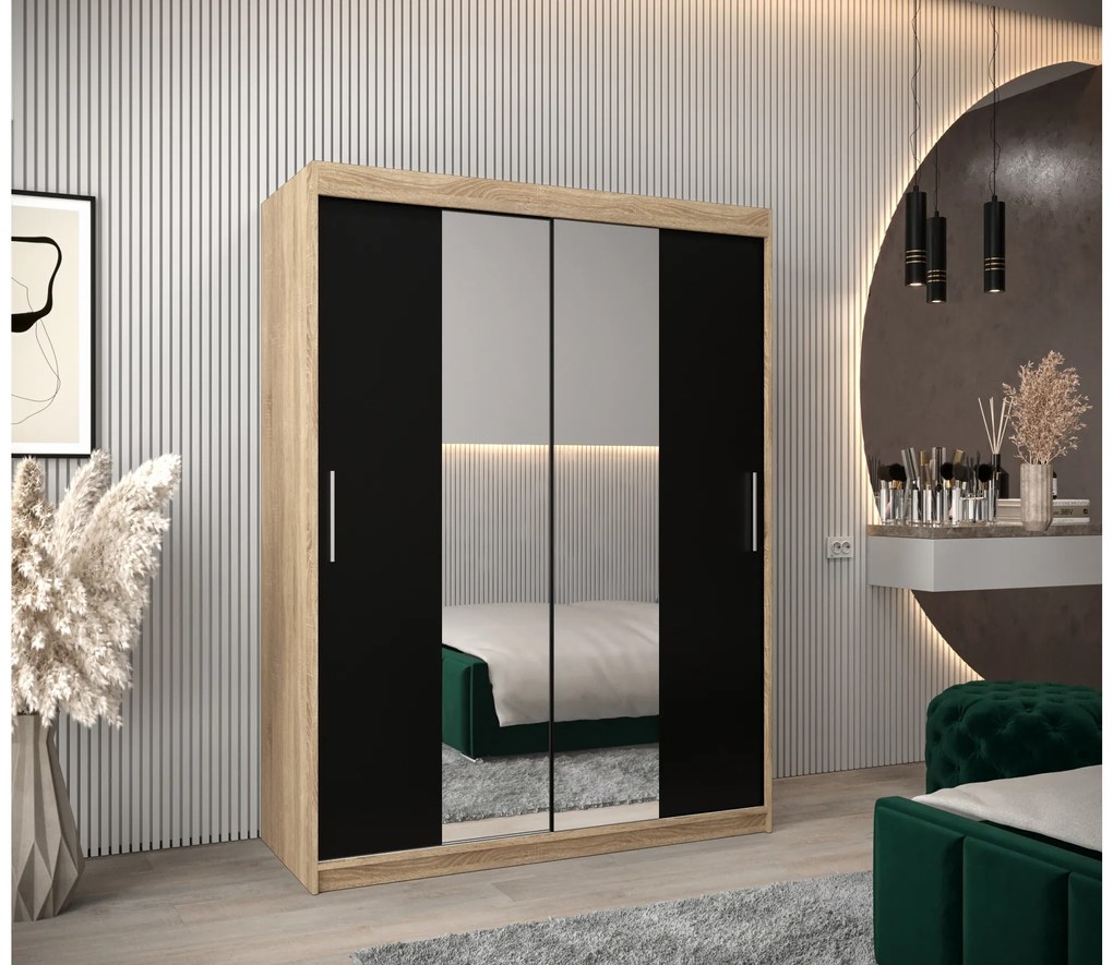 Dulap de haine 150 cm Toki 1 (stejar sonoma + negru mat). 1064913