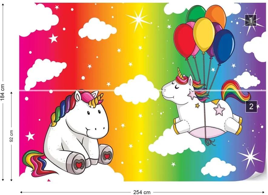 Fototapet GLIX - Unicorns Rainbow + adeziv GRATUIT Tapet nețesute - 254x184 cm