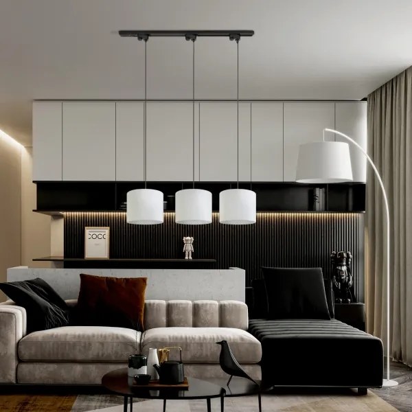 Lustră pe cablu pentru sistem de șină TRACER 1xE27/15W/230V d. 20 cm negru/alb