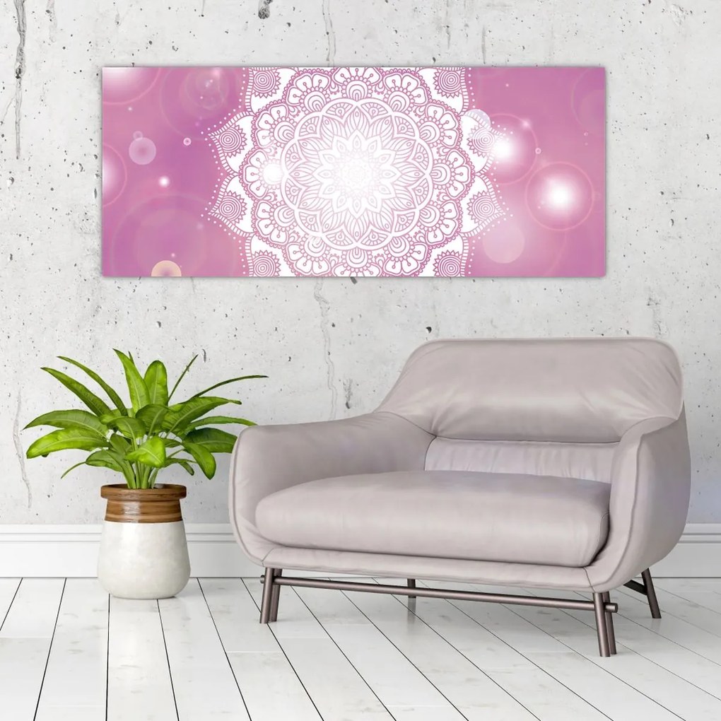 Tablou - Mandala pe fundal roz (120x50 cm)