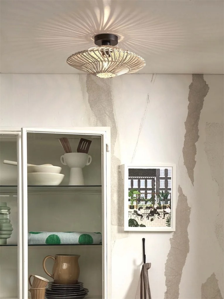 Plafoniera eco din ratan Zanzibar flat 40cm S, white