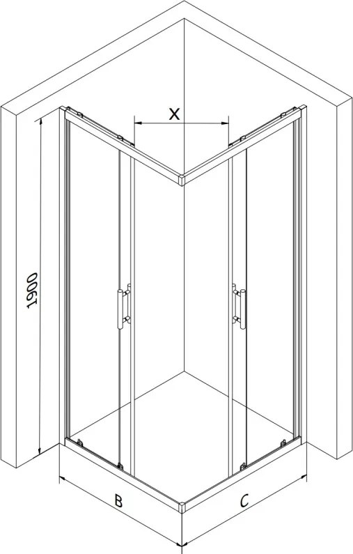 Mexen Rio cabina de duș pătrată 70 x 70 cm, transparentă, neagră + cadă Flat, albă - 860-070-070-70-00-4010B