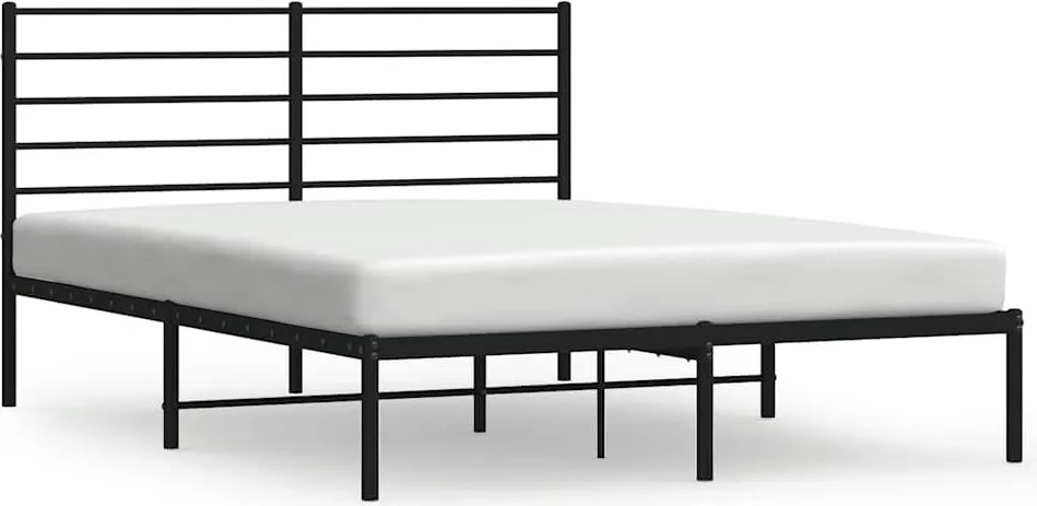 vidaXL Cadru de pat metalic cu tăblie, negru, 160x200 cm