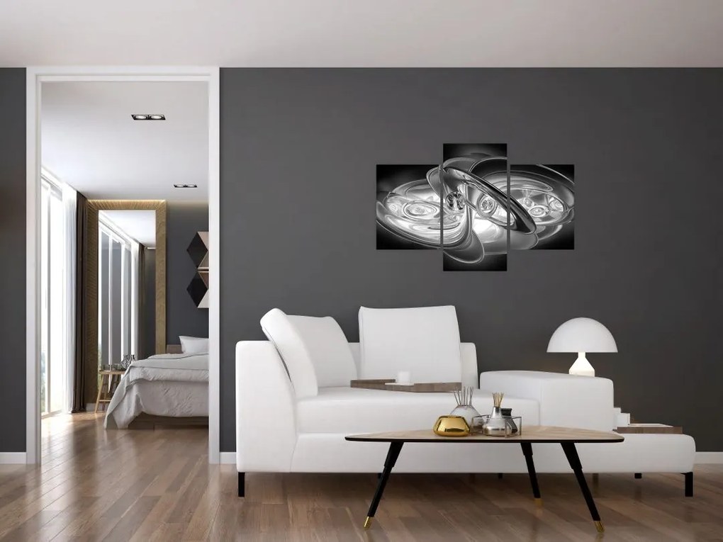 Tablou cu abstracțiune modernă în gri (90x60 cm)