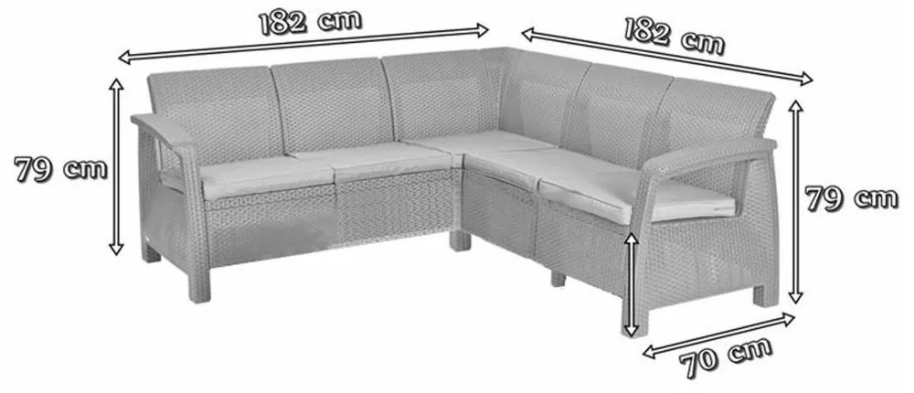 Set de colț de grădină din ratan artificial Corfu relax, grafit