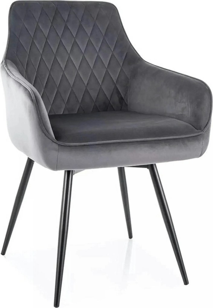 Scaun MARLO, gri - Bluvel 14, stofa catifelata/metal, 55x58x88 cm