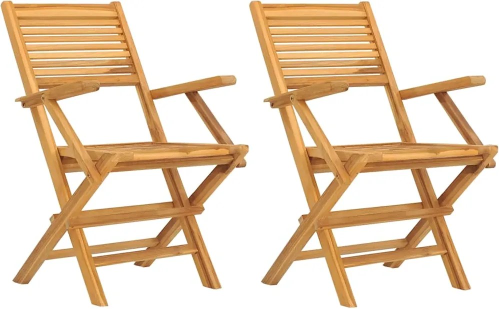 vidaXL Scaune de grădină pliante, 2 buc, 55x62x90 cm, lemn masiv tec