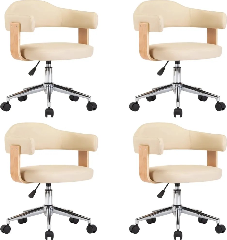 vidaXL Scaune de sufragerie pivotante 4 buc. crem piele artificială