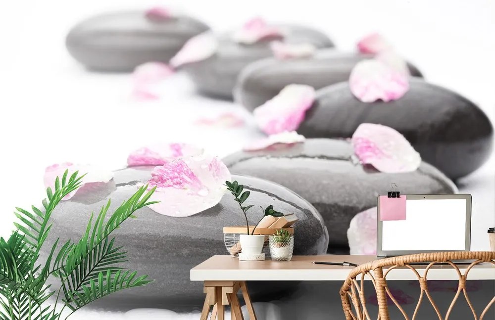 Fototapet pietre wellness cu petalei