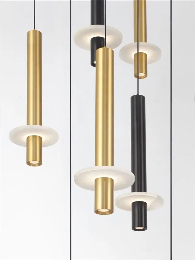 Lustra cu 16 Pendule tub subtire aluminiu auriu si negru LED NOEMI