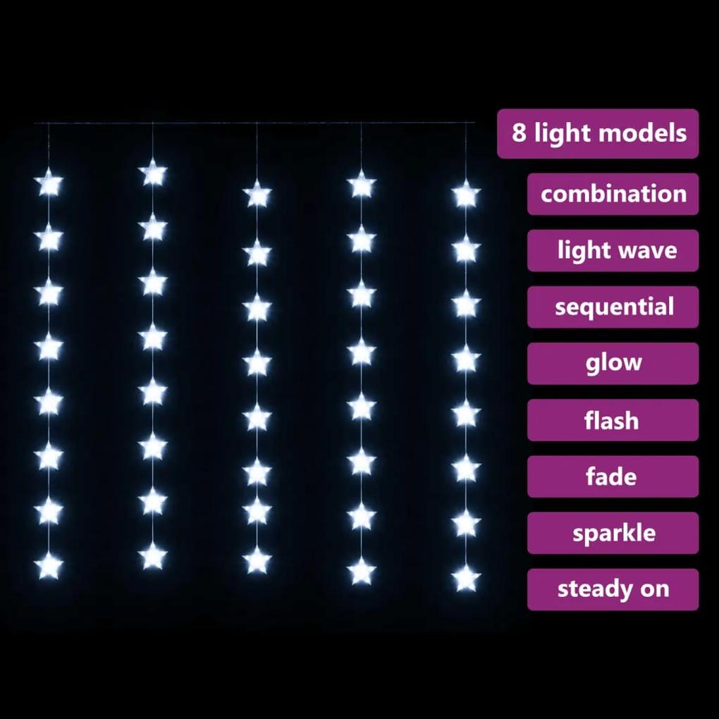 Instalatie lumini tip perdea stele 200 LED alb rece 8 functii 1, Alb rece, 200