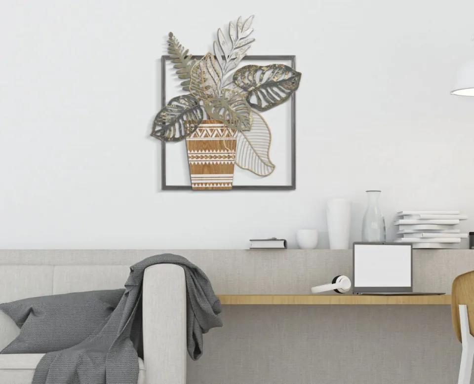 Decoratiune de perete gri din metal, 54 x 6,4 x 62,9 cm, Vaso Mauro Ferreti