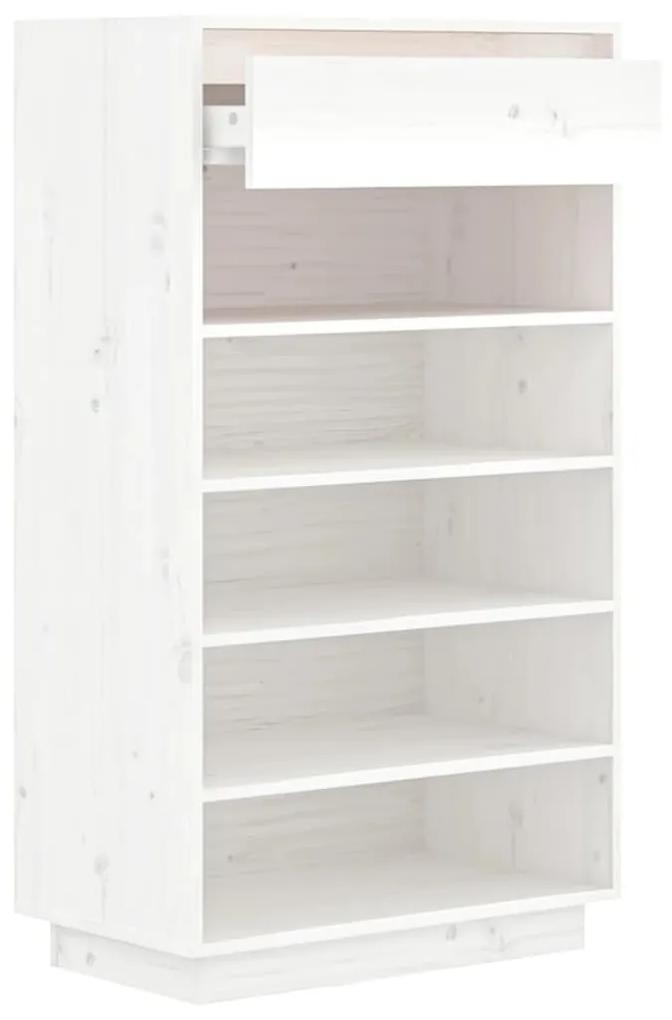Pantofar, alb, 60x34x105 cm, lemn masiv de pin Alb, 1, 1