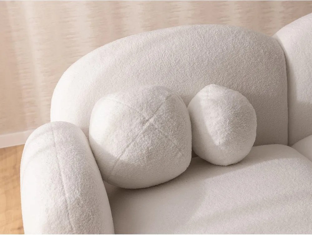 Colțar crem cu tapițerie din țesătură bouclé (cu colț pe partea stângă/cu șezlong) Orbit – Ropez