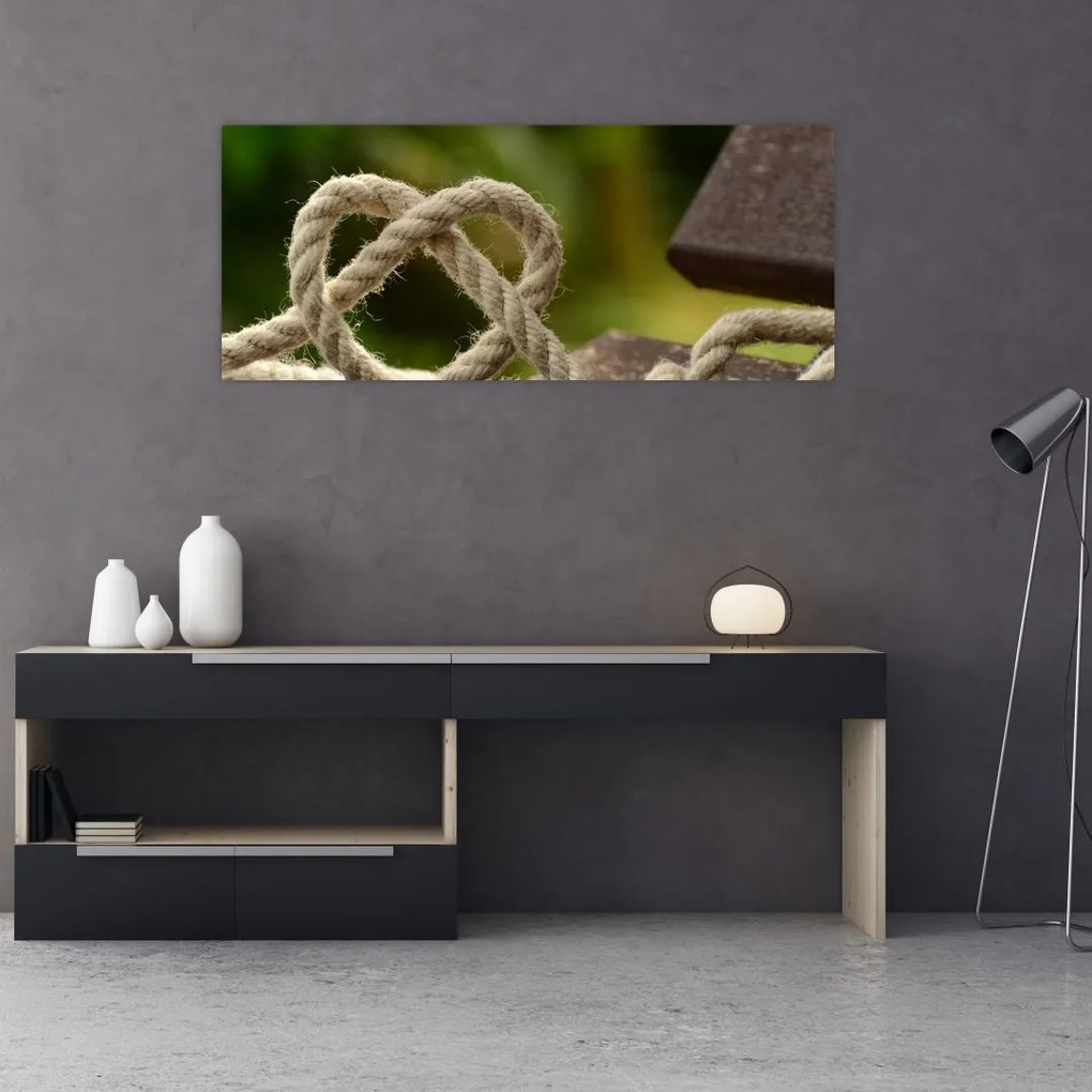 Tablou inima din frânghie (120x50 cm)