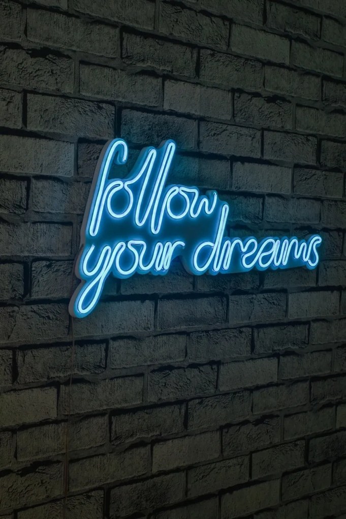 Decoratiune luminoasa LED de perete Follow Your Dreams Albastru 60x32x2 cm