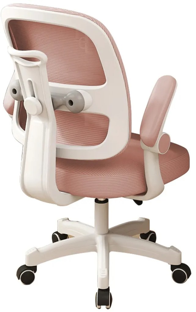 Scaun ergonomic pentru copii, spatar reglabil inaltime, rotativ, Roz