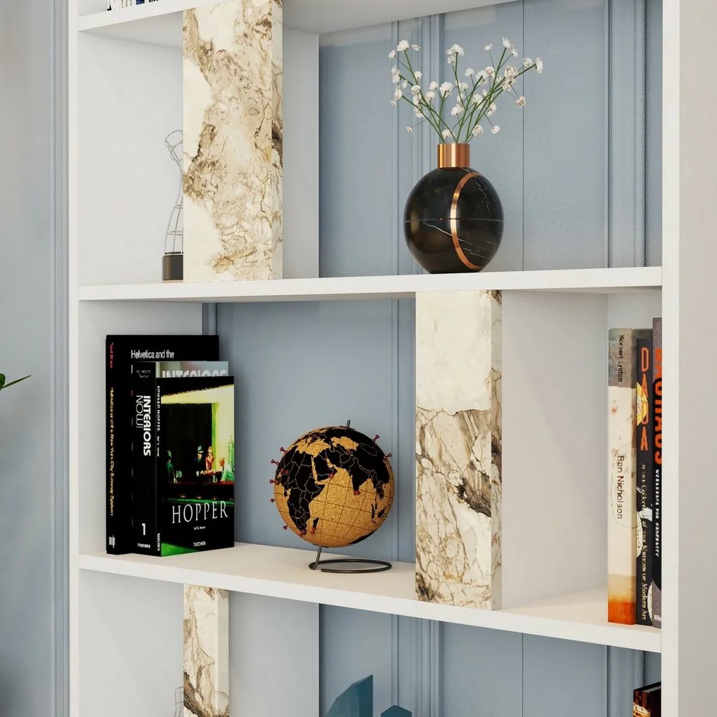 Bibliotecă Lime White Marbel and White