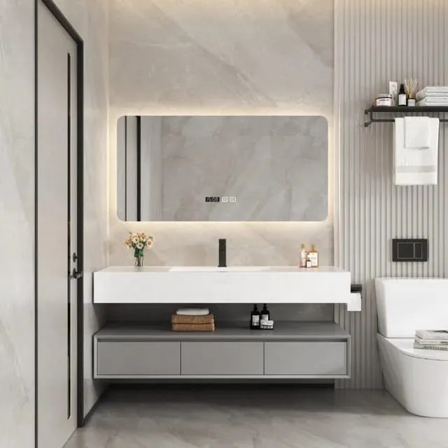 Oglindă Baie LED și Dezaburire Elit's Premium cu Senzor Touch, Lumina Rece, Caldă și Neutră, 130x80cm, lumina ambientala spate