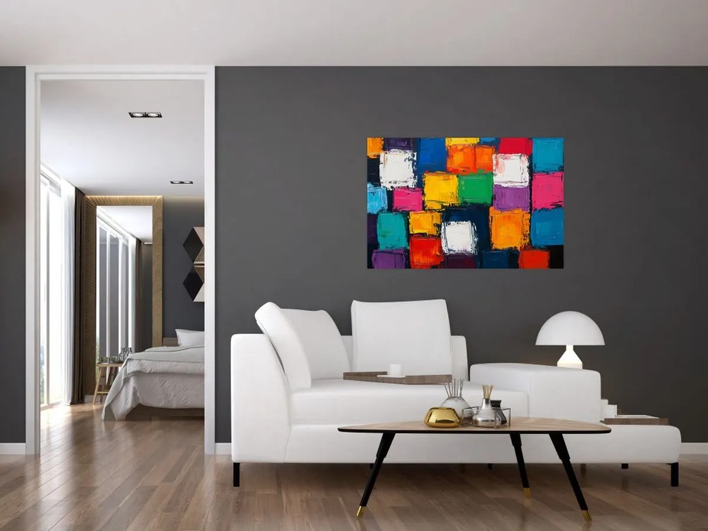 Tablou - Pictură cu pătrate colorate (90x60 cm)