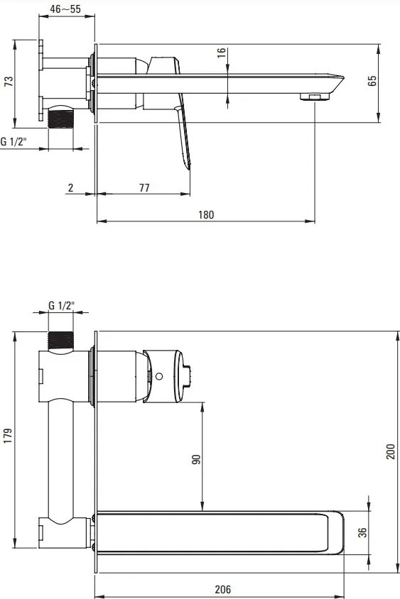 ARNIKA Baterie Lavoar Încastrată - Design Elegant în Auriu Periat - BQA_R54L