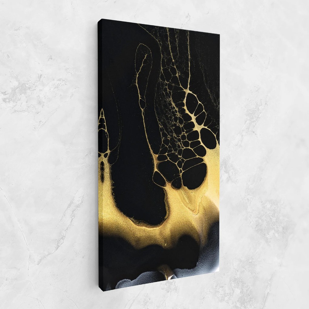 Tablou Canvas, 60x120cm, Dormitor si Living, Abstracte, Marble, Black Golden Marble