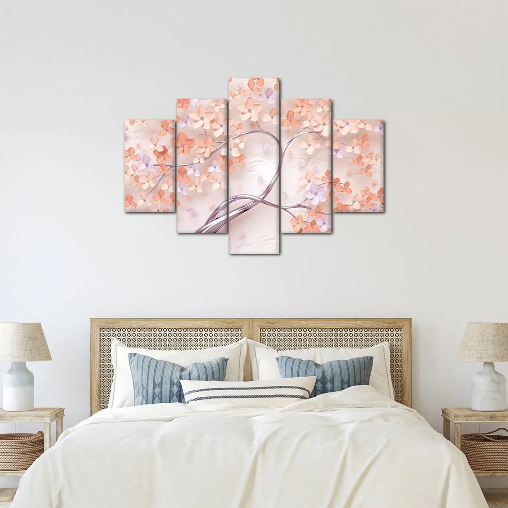 Tablou florilor de pom din coral - abstract (150x105 cm)