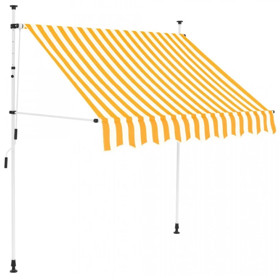 Copertină retractabilă manual, portocaliu și alb, 200cm, dungi