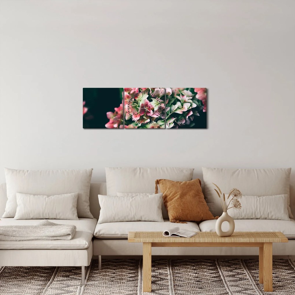 Tablou - Hortensie (cu ceas) (90x30 cm)